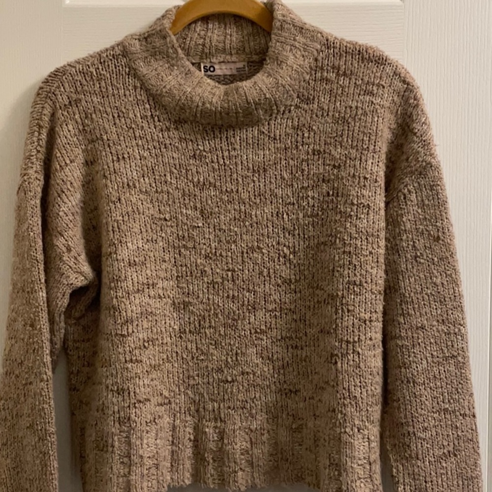 SO Women's Beige Turtleneck Sweater